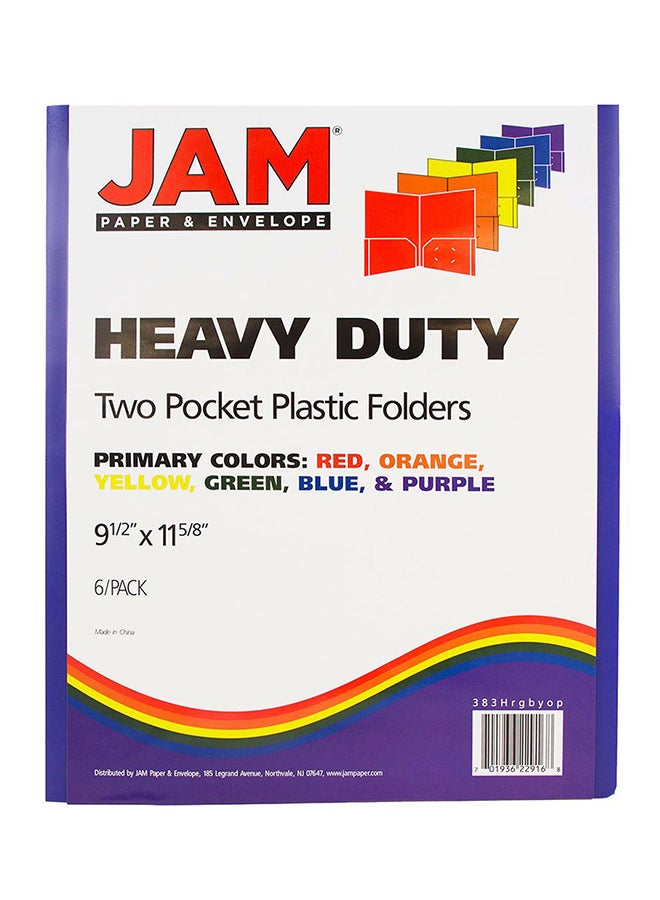 JAM Paper Pack Of 6 Two-Pocket School Folder  - Image 2