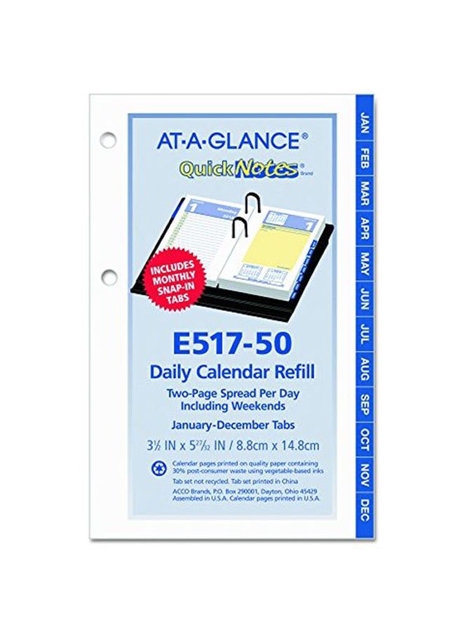 AT-A-GLANCE QuickNotes Desk Calendar Refill White/Blue/Yellow - Image 1