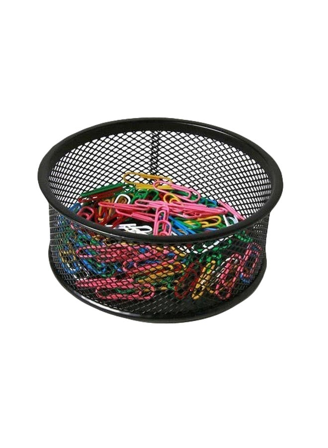 حامل مشابك الورق بتصميم شبكي من الفولاذ أسود