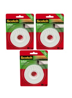 3M 3-Piece Heavy Duty Indoor Mounting Tape White 