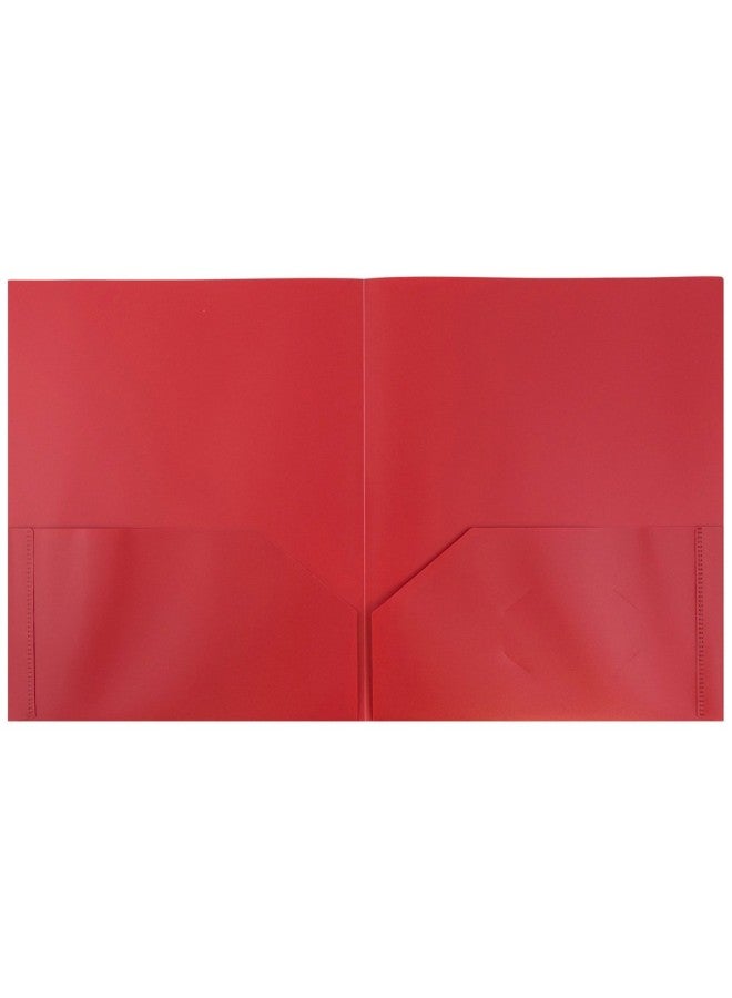 JAM Paper - Set Of 6 Two Pocket POP Folders With Metal Prongs Fastener Clasps Red - Image 1