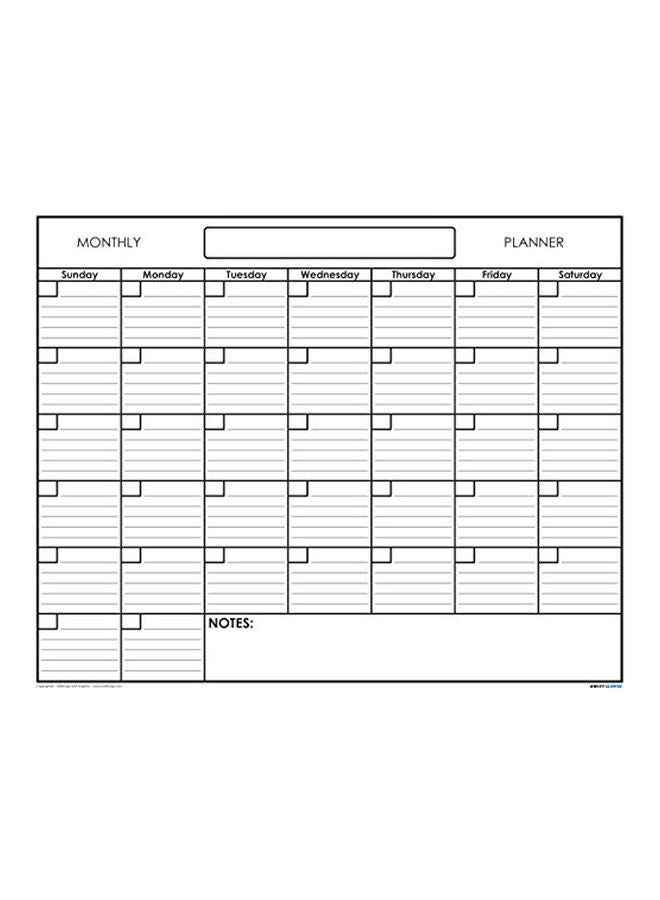 SwiftGlimpse Wet Erase Laminated Monthly Undated Wall Calendar White/Black/Grey - Image 1