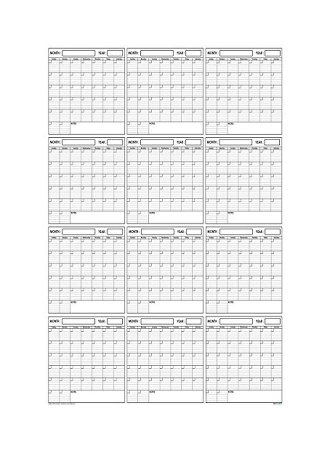 SwiftGlimpse Erasable Laminated Annual Yearly Wall Calendar White/Black/Grey - Image 3