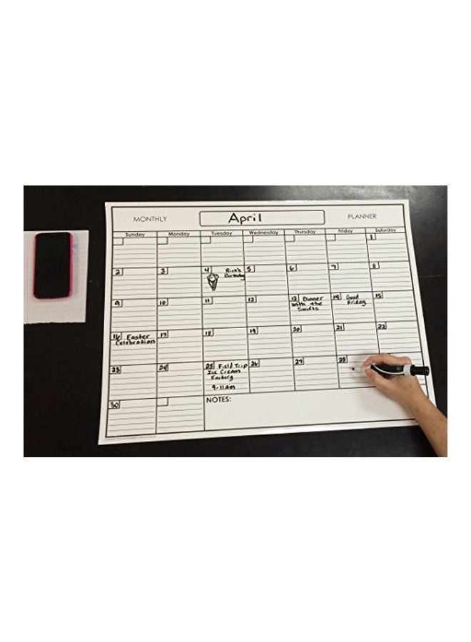 SwiftGlimpse - Erasable Undated Laminated Monthly Planner White/Black/Grey - Image 1