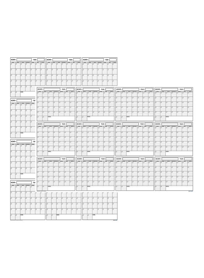 SwiftGlimpse Erasable Laminated Annual Yearly Wall Calendar White/Black/Grey - Image 1