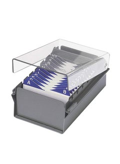 Acrimet Index Business Card Size File Holder Organizer With Plastic Lid Cover Grey 