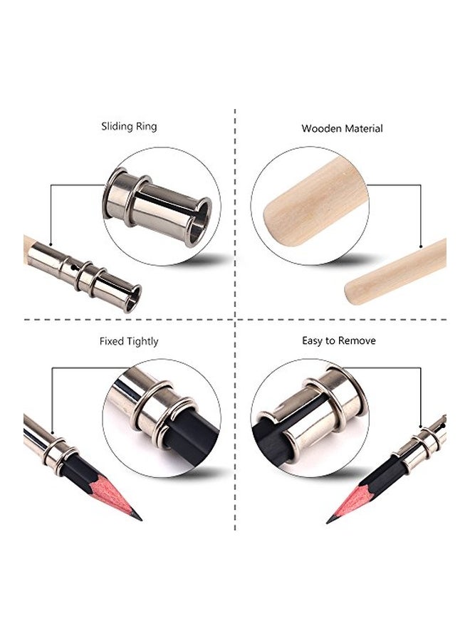 GTHER 5-Piece Wooden Handle Pencil Extender Holder Beige/Silver - Image 3