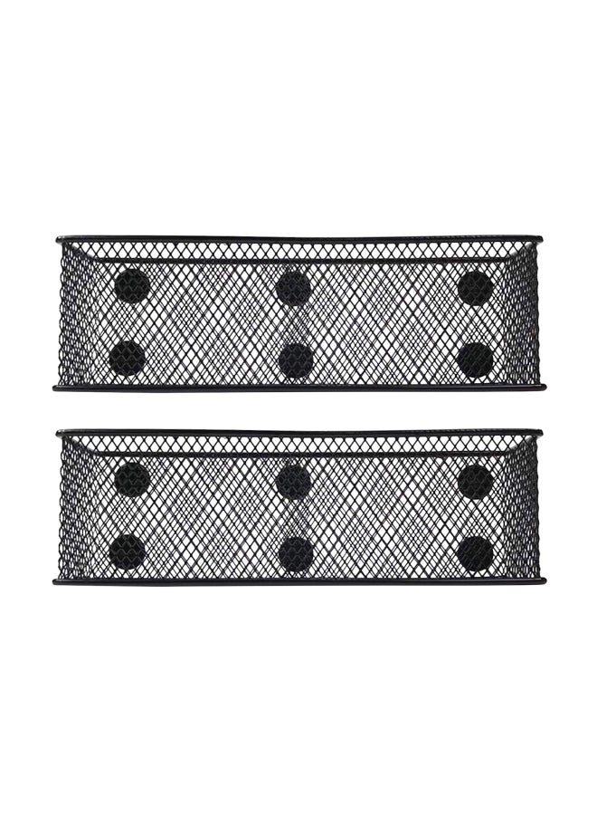 Lenotion 2-Piece Magnetic Locker Basket Pencil Holder Black - Image 1