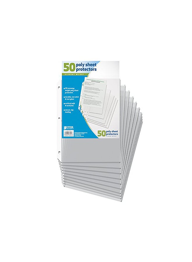 Better Office Products Pack Of 50 Poly Sheet Protector Set White/Clear - Image 1