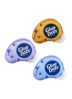 Glue Dots 3-Piece Dispenser With 200 Adhesive Dots Orange/Blue/Lilac  - Image 1