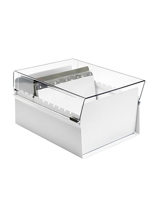 Acrimet Card File Holder Organizer With Plastic Lid Cover White  - Image 2