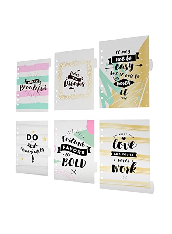 Discagenda 6 Section Personal Organizer Dividers White/Pink/Green 