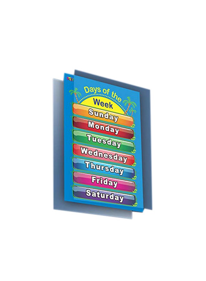 سبرايت جرو قطعتان من ملصقات تعليمية مغلفة مطبوع عليها أيام الأسبوع وأشهر السنة أزرق/برتقالي/أحمر - Image 1