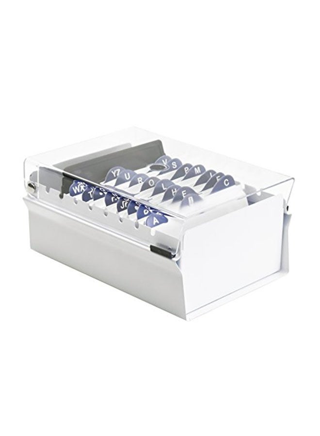 Acrimet Card File Holder Organizer With Plastic Lid White  - Image 1