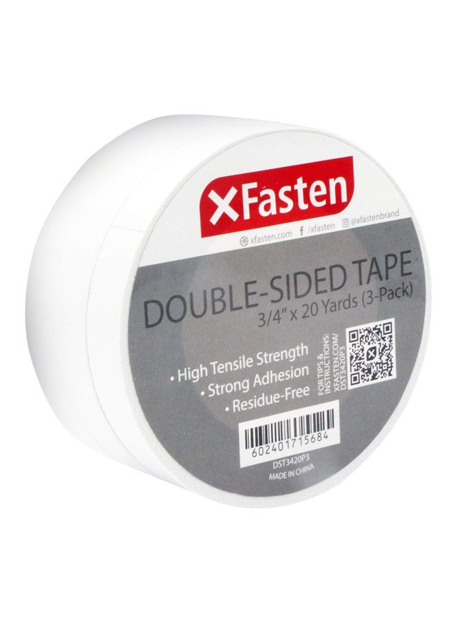 XFasten 3-Piece Double Sided Tape White 