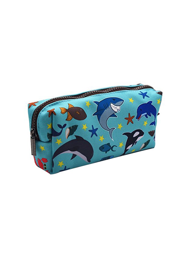 Dolphin And Shark Printed Students Canvas Pencil Case Blue - v1552567070/N21879538A_1