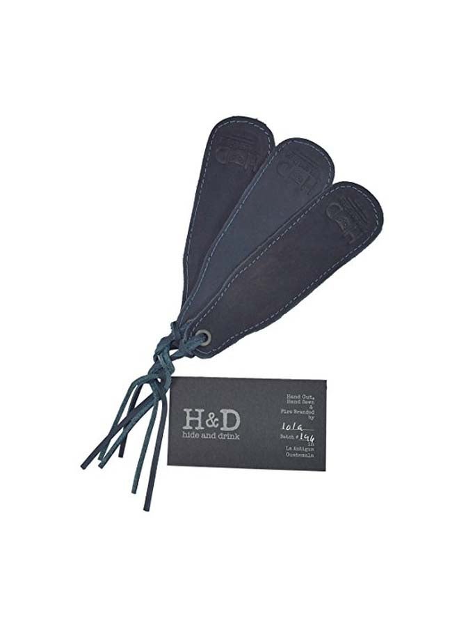 Hide & Drink Handmade Leather Bookmark Slate Blue  - Image 2