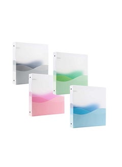Filexec 4-Piece Wave Ring Binders Blue/Green/Pink  - Image 1