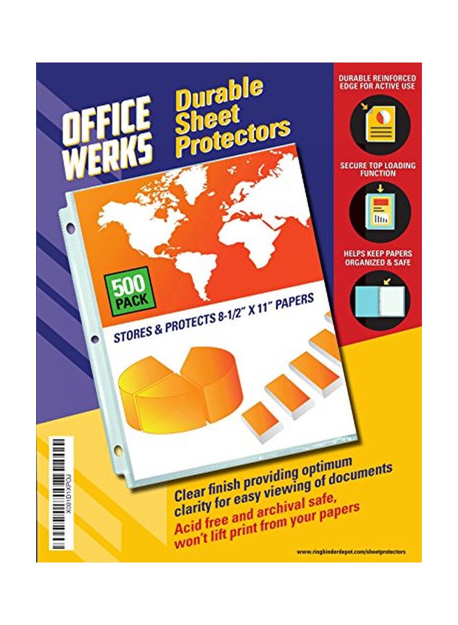 Officewerks 500-Piece Top Load Sheet Protectors Clear 