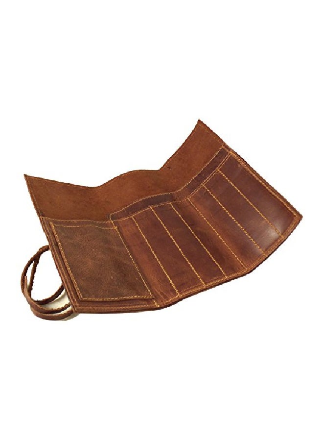 Rustic Ridge Leather Pen And Pencil Roll Case Dark Brown  - Image 2