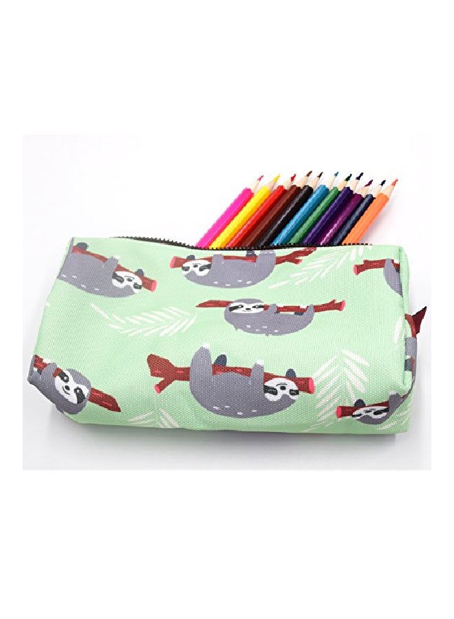 إل باركين حقيبة قرطاسية من القماش الكتاني كبيرة السعة أخضر/رمادي/أحمر - Image 3