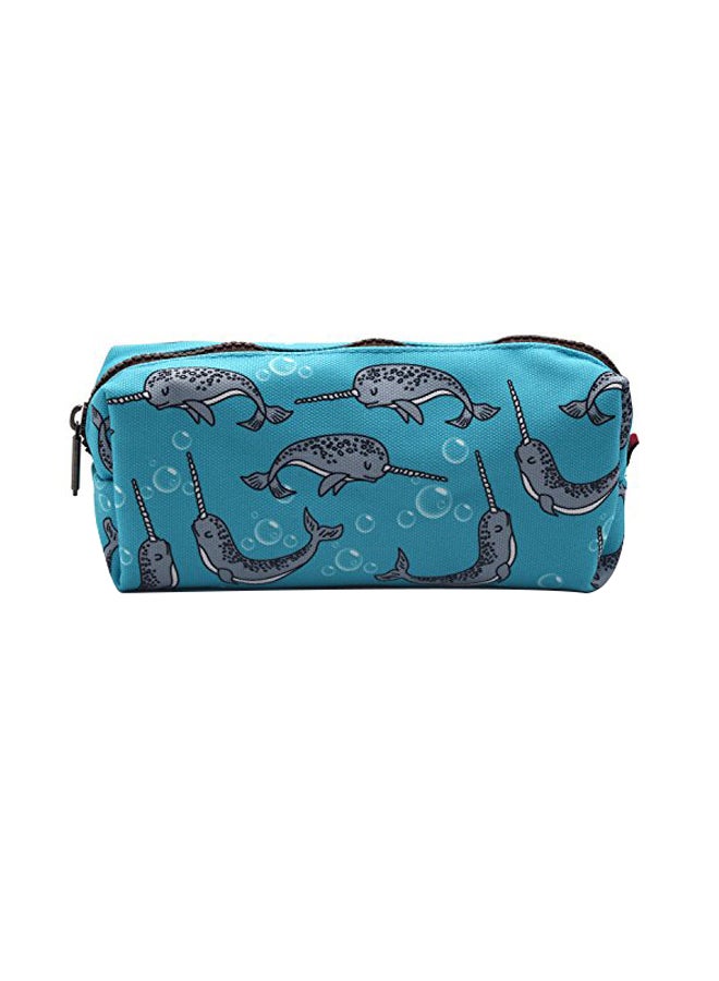 إل باركين حافظة أقلام رصاص مصنوعة من القماش الكتاني ومطبوع عليها أشكال كركدن البحر أزرق/رمادي - Image 1