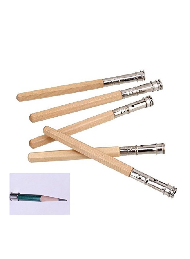 RDEXP Pack of 5 Pencil Extender Holder Beige/Silver  - Image 3