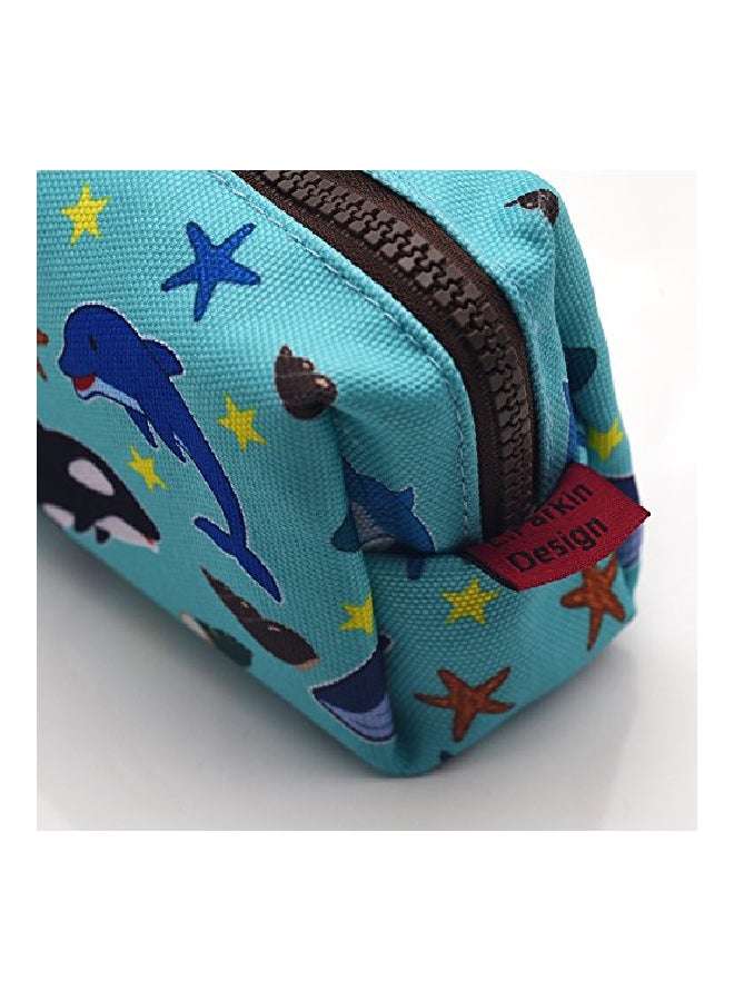 Dolphin And Shark Printed Students Canvas Pencil Case Blue - v1552567379/N21879538A_3