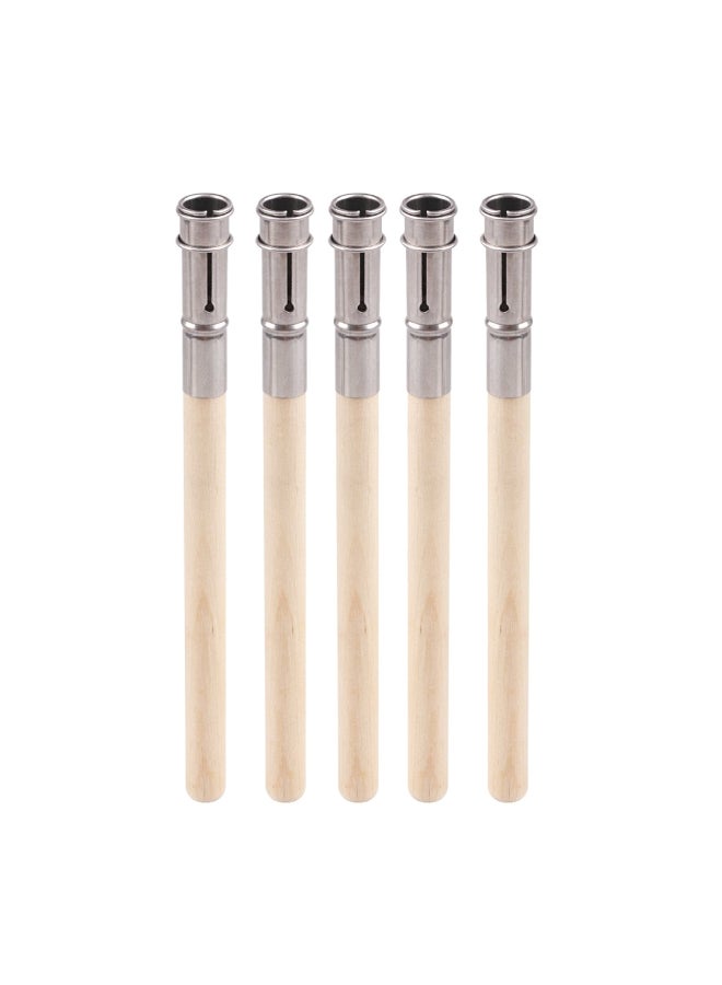 GTHER 5-Piece Wooden Handle Pencil Extender Holder Beige/Silver - Image 1