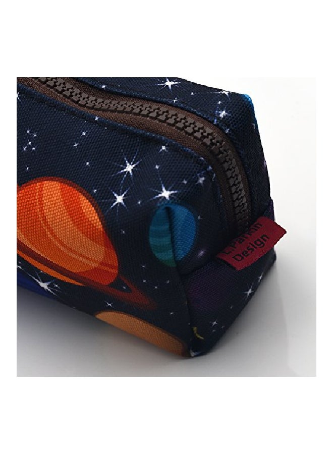 LParkin Space Printed Canvas Pencil Case Blue/Orange/Yellow - Image 3