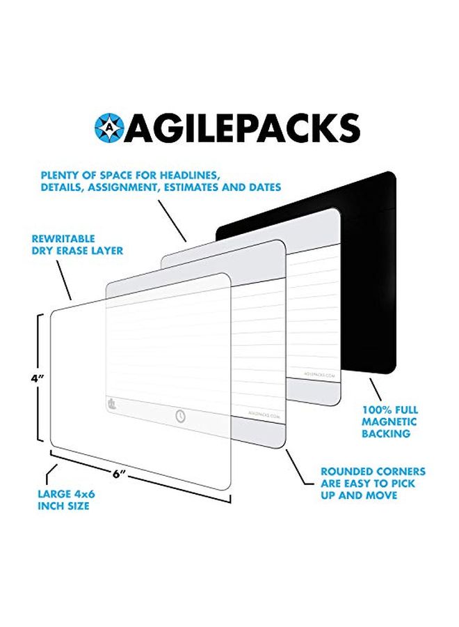 AgilePacks 42-Piece Dry-Erase Magnetic Planning Card With Dry Erase Marker And Cloth Set Cyan/Magenta/Yellow - Image 3