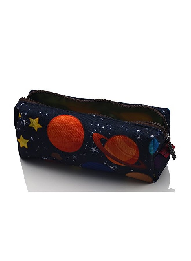 LParkin Space Printed Canvas Pencil Case Blue/Orange/Yellow - Image 2