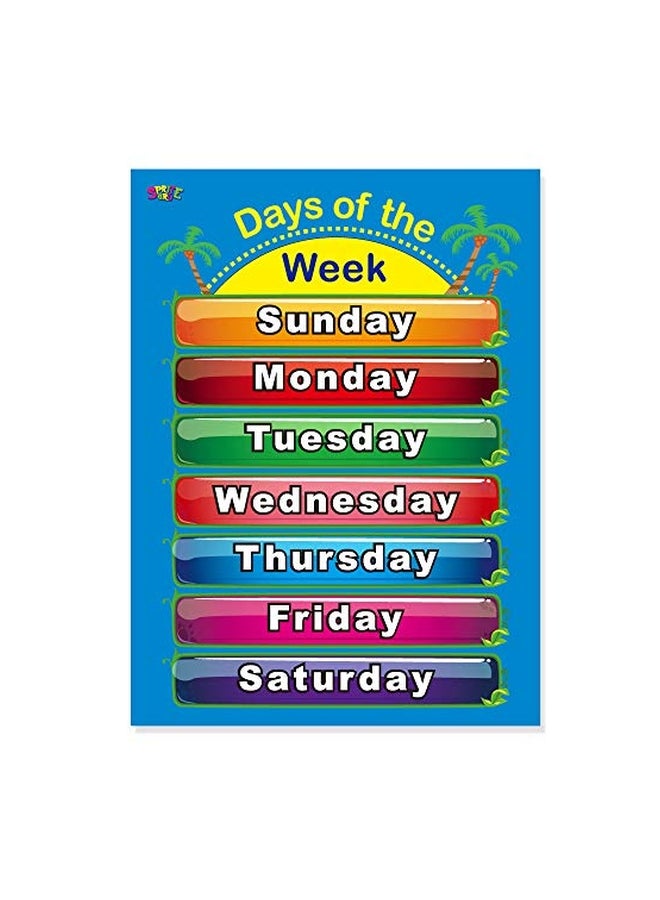 سبرايت جرو قطعتان من ملصقات تعليمية مغلفة مطبوع عليها أيام الأسبوع وأشهر السنة أزرق/برتقالي/أحمر - Image 3
