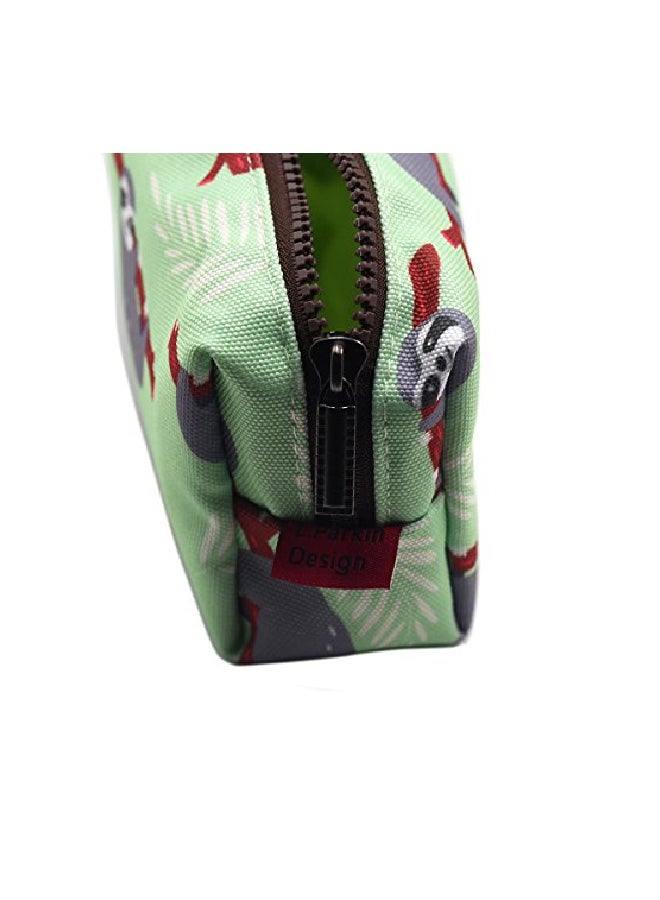 إل باركين حقيبة قرطاسية من القماش الكتاني كبيرة السعة أخضر/رمادي/أحمر - Image 2