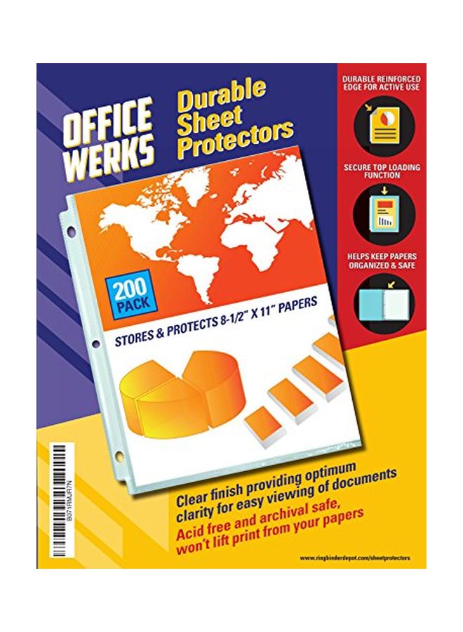 Officewerks 200-Piece Top Load Sheet Protectors Clear 