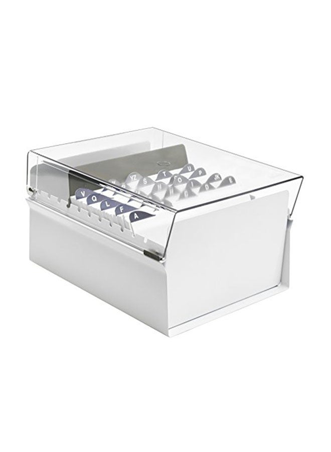 Acrimet Card File Holder Organizer With Plastic Lid Cover White  - Image 1