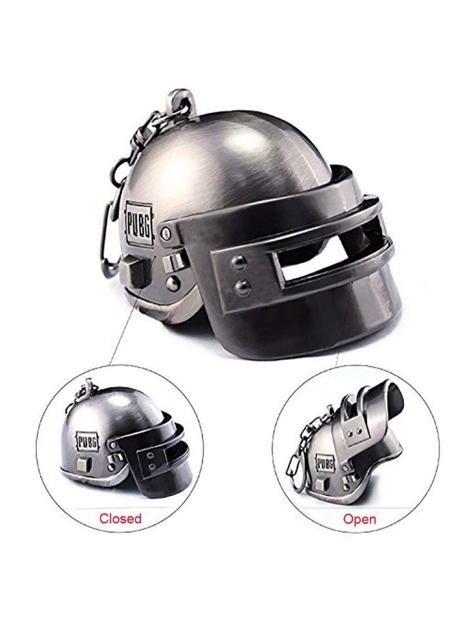 فوكوكس سلسلة مفاتيح على شكل خوذة لعبة Pubg مصنوعة من الكيرسايت رمادي - Image 2