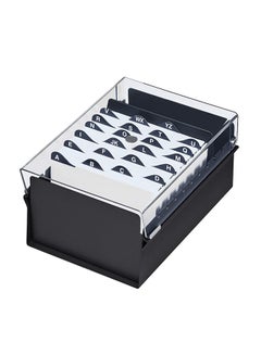Acrimet Card File Holder Organizer With Plastic Lid Black 