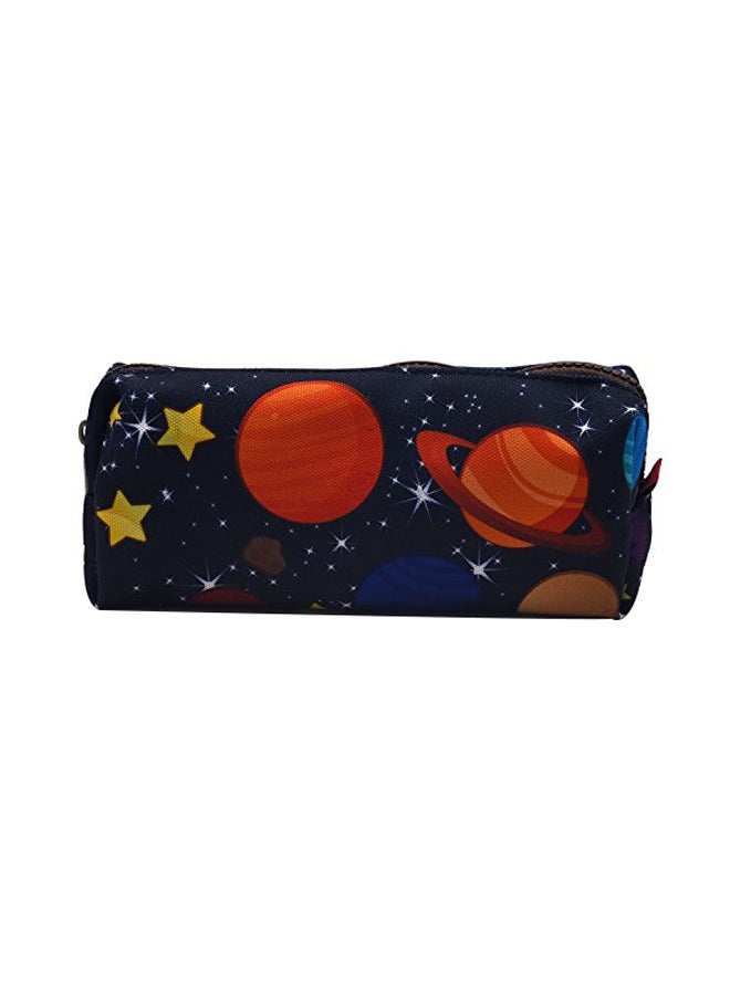LParkin Space Printed Canvas Pencil Case Blue/Orange/Yellow - Image 1