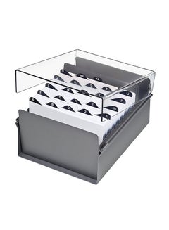 Acrimet Card File Holder Organizer With Plastic Lid Cover Grey 