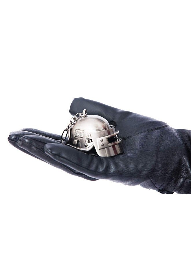 فوكوكس سلسلة مفاتيح على شكل خوذة لعبة Pubg مصنوعة من الكيرسايت رمادي - Image 3