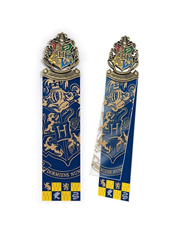 فاصل كتاب بتصميم مطبوع عليه شعار مدرسة هوجورتس من فيلم "Harry Potter" أزرق/ بيج/ أصفر
