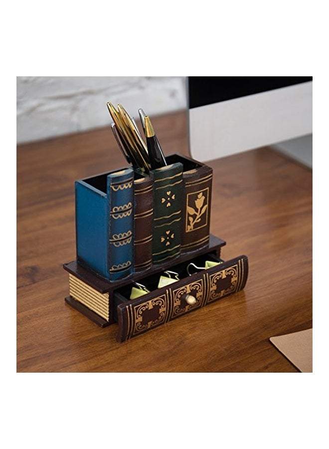 MyGift Books Design Wooden Pencil Holder Brown - Image 2