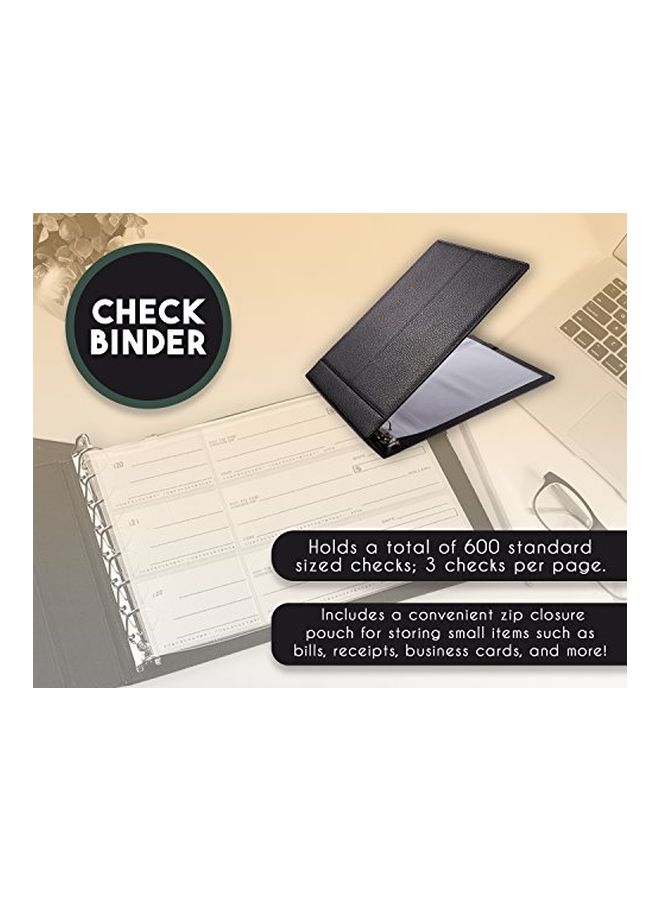 Juvale 7-Ring Business Checkbook Binder Black - Image 3