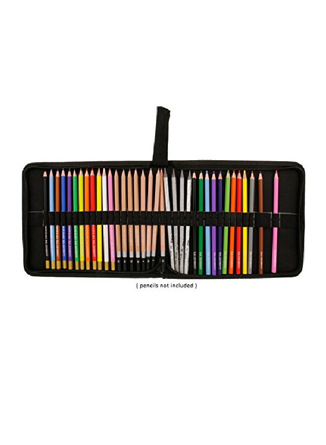 US Art Supply Premium Canvas Zippered Pencil Wrap & Holder Black  - Image 2