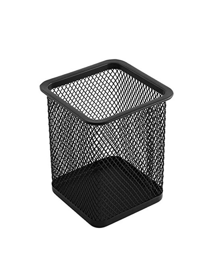 سايم حامل أقلام مكتبي بتصميم شبكي مربع الشكل من قطعتين أسود - Image 1