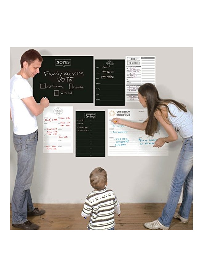 Wallies 6-Piece Peel And Stick Dry Erase Sticker Set Black/White - Image 2