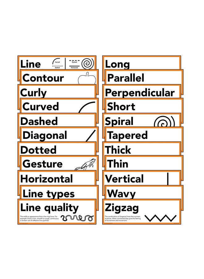 Elementary Art Resources 22-Piece Line Posters White/Yellow - Image 1