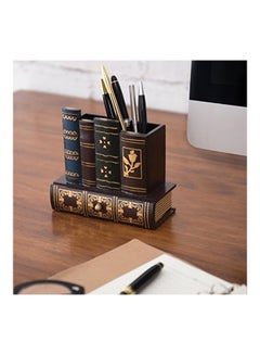MyGift Books Design Wooden Pencil Holder Brown  - Image 3