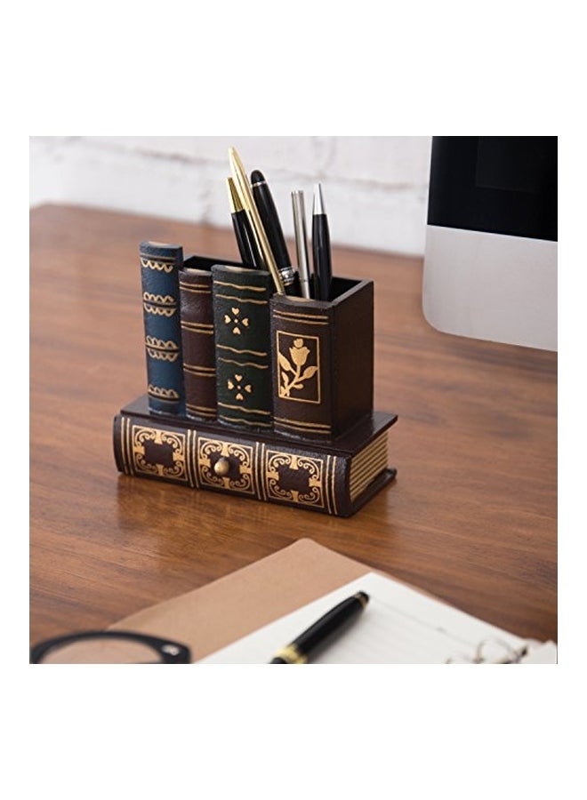 MyGift Books Design Wooden Pencil Holder Brown - Image 3